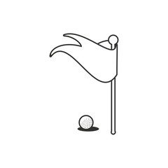 flag marker in stick with ball golf