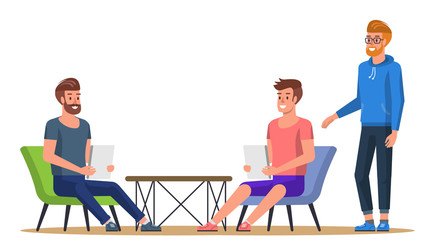 Freelance Meeting Workplace. Vector Illustration