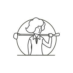 golfer woman with stick golf