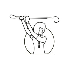 Fototapeta premium golfer woman with stick golf