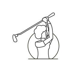 golfer woman with stick golf