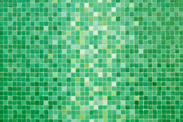 White and green mosaic wall background texture
