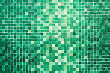 White and green mosaic wall background texture