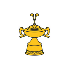 trophy with sticks golf isolated icon