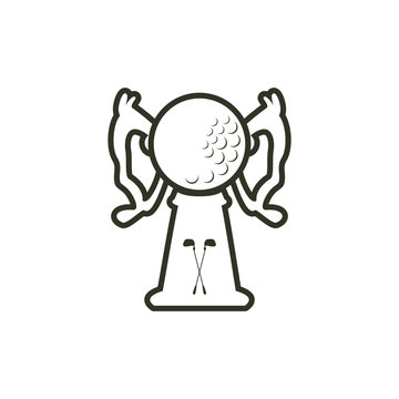 trophy with ball golf isolated icon