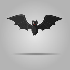 Halloween flying bat isolated on gray background. vampire vector bat