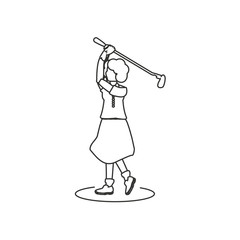 golfer woman with stick golf