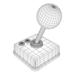 Retro video game controller gamepad joystick. Wireframe low poly mesh vector illustration