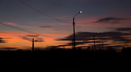 Fototapeta na wymiar Panorama on the sunset in Kolomiya