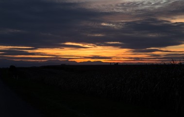 Panorama on the sunset in Kolomiya