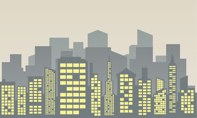 city skyline silhouette with window vector illustration