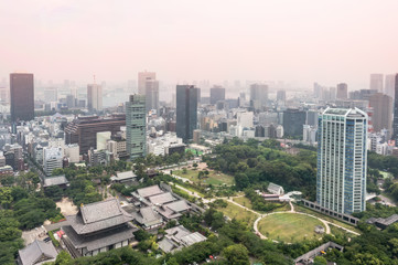 Naklejka premium Widok na panoramę Tokio, Japonia