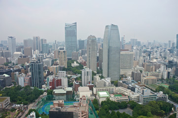 Naklejka premium Aerial view of Tokyo skyline, Japan