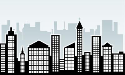 Obraz premium city skyline silhouette with window vector illustration
