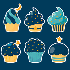 Cupcakes set. Vector illustration