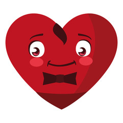 Naklejka premium heart with bowtie emoticon character