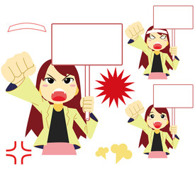 プラカードを持つ女性 A woman with a placard