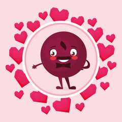 gentleman emoticon with bowtie in circular frame hearts