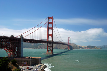 The Golden Gate Bridge by the bay.