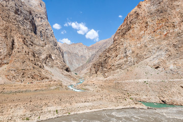 Pamir Highway in the Wakhan Corridor, taken in Tajikistan in August 2018 taken in hdr