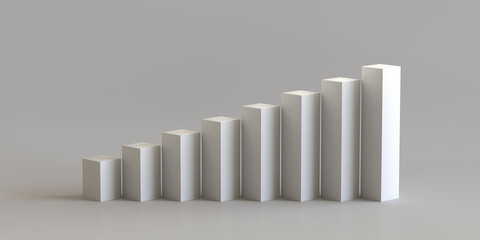 White cube podium step on blank wall background. 3D rendering.