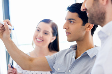 Business meeting with presentation