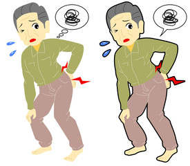 腰痛の中年男性 Middle age men with low back pain