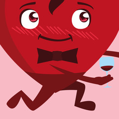 heart with bowtie and wine cup emoticon