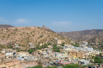 Obraz premium Bursztynowy fort: Piękna architektura w (Różowym mieście) Jaipur, Rajasthan, India