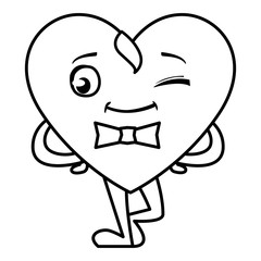Fototapeta premium heart with bowtie emoticon character