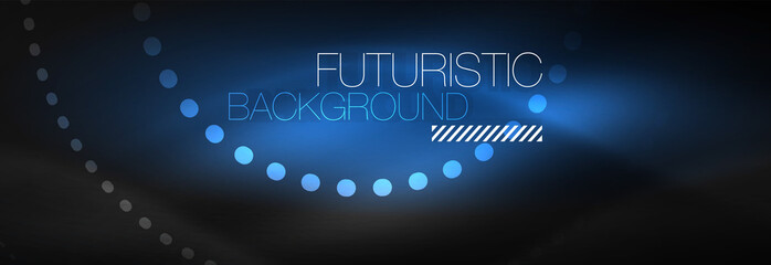 Glowing neon circle line dots, round line design, abstract style on black background. Neon abstract round circles Magic neon lights and glowing dots