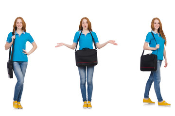 Fototapeta premium Young student isolated on white