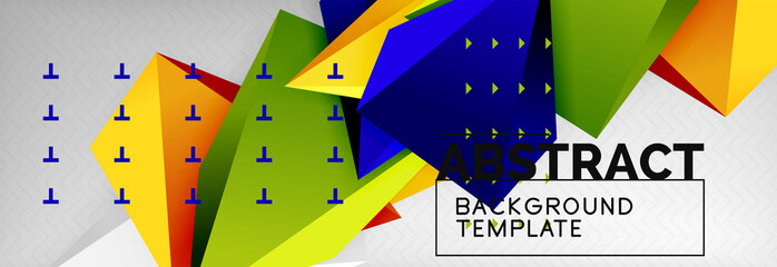 Triangles polygonal background, vector 3d poly template