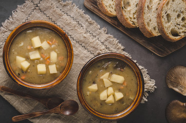 Potato mushrooms soup