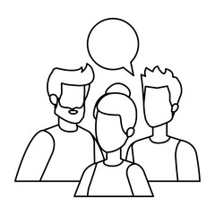 group of people with speech bubble characters