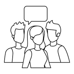 group of people with speech bubble characters