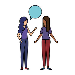 couple of girls with speech bubble