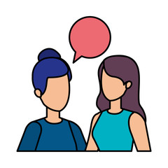 couple of girls with speech bubble
