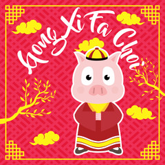 Chinese New Year Design Template Gong Xi Fa Choi Pig 