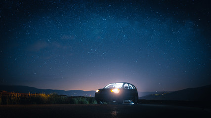 Fototapeta na wymiar car in front of stars