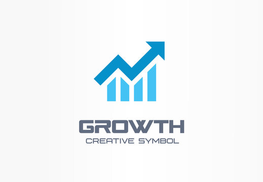 Growth creative symbol concept. Increase, bank profit, grow up arrow abstract business logo. Stock finance market, progress line, graph chart icon