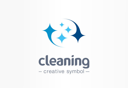 Sparkle star, fresh smile creative symbol concept. Wash, glare, laundry, cleaning company abstract business logo. Housekeeping, shine, cleaner icon