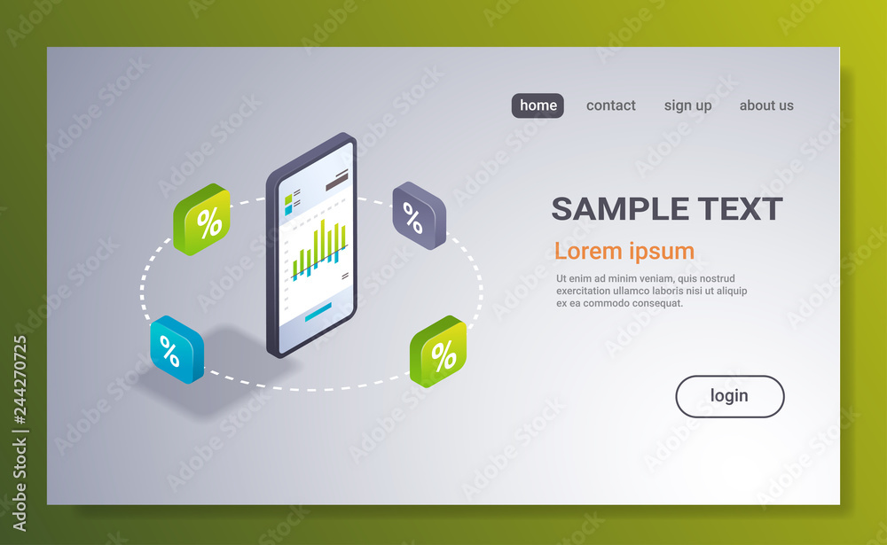 Poster financial growth chart mobile app statistic data business analytics report concept trading applicati
