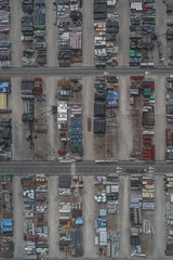 aerial view of raw industrial material in cargo port