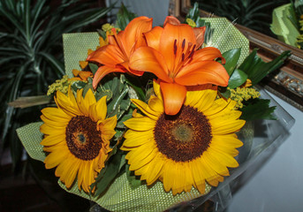sunflowers and lily flower