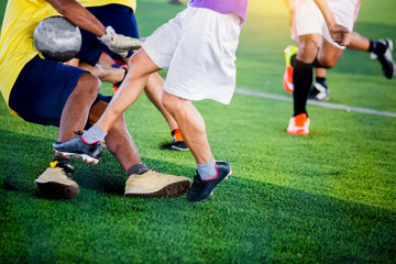 Fototapeta premium selective to soccer player shoot ball to goal.