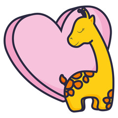 cute and little giraffe with heart character