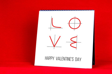 LOVE text with math charts, happy valentine's day