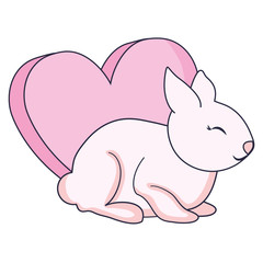 cute and little rabbit with heart love