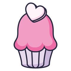 sweet cupcake with heart